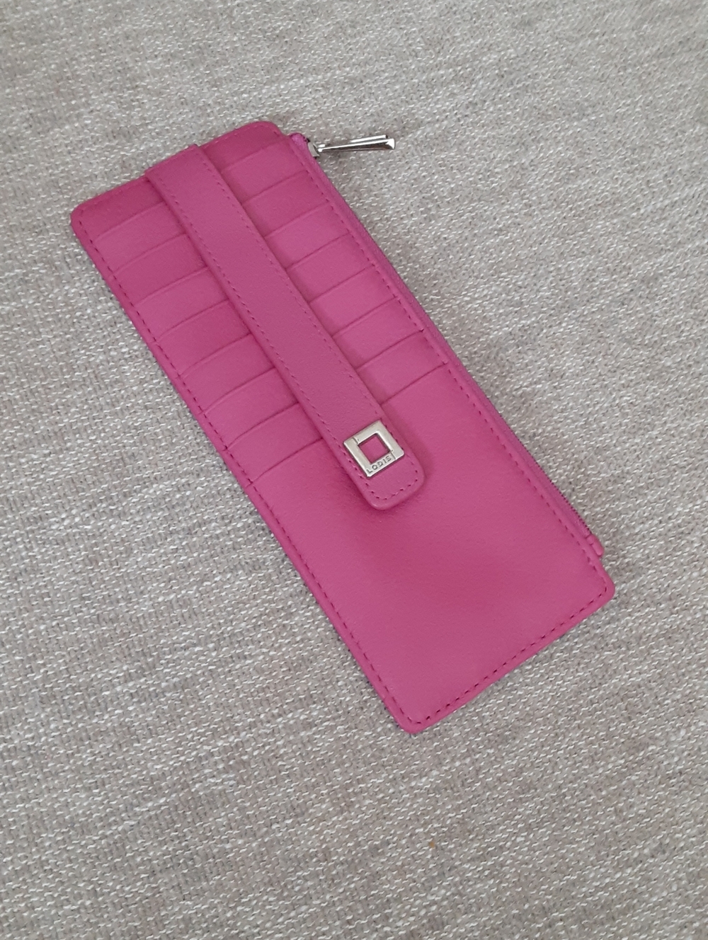 Lodis Pink Leather Card Wallet